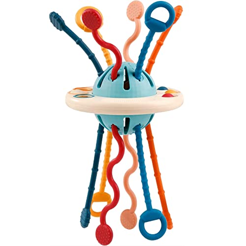 Image of Baby Sensory Toys, Montessori Food Grade Silicone Pull String Activity Toy with Sliding Magic Balls & Simple Bubble for Motor Skills, actile Stimulation,Infants Toddlers Boys Girls 12+ Months Old