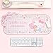 Kuitmor Kawaii Anime Mouse Pad - Cute Gaming Desk Mat With Bowknot Edge, Non-Slip Waterproof for Keyboard, Large Extended for Office Gaming - FlowerCat