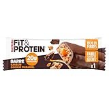 GERLINÉA Fit&Protein   Barre Protéinée enrobée de chocolat au lait   Saveur cookie caramel   20g de protéines   Barre format unitaire 57g