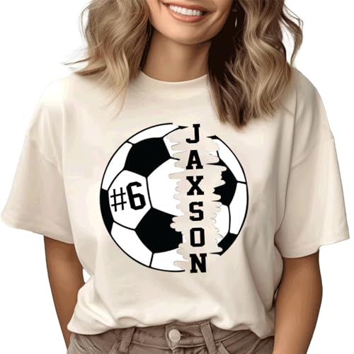 Love Signal Personalized Soccer Mom Shirt - Custom Soccers Number Shirts for Women, Sports Mom Gifts, Soccer Tshirt with Kid's Name, Soccers Lover Gift, Baseball Player Shirt Sports