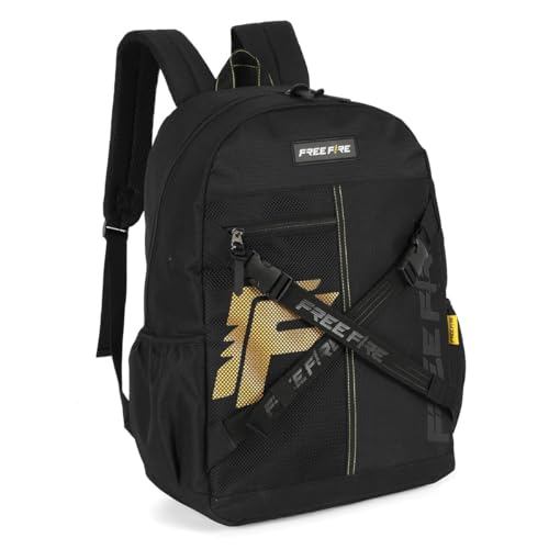 Mochila Bolsa de Costas Free Fire Juvenil Escolar Faculdade Viagem Espaçosa (Preto)