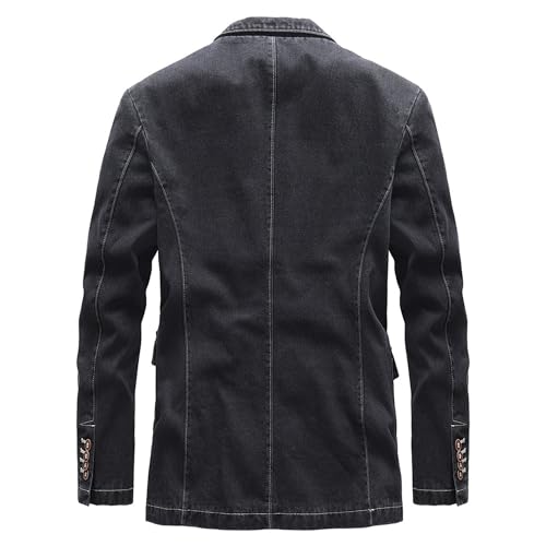 Men's Cowboy Denim Blazer Jacket Classic Notched Collar 3 Button Coat Tailoring Distressed Casual Coats2