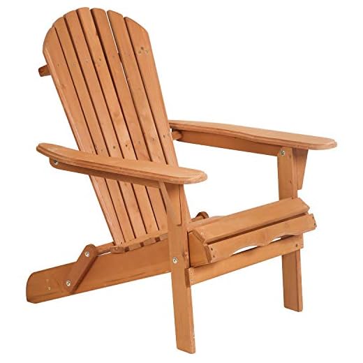Adirondack Chair,Folding Wooden Lounger Chair，All-Weather Chair for Fire Pit/Garden/Fish with 250lbs Duty Rating，Natural