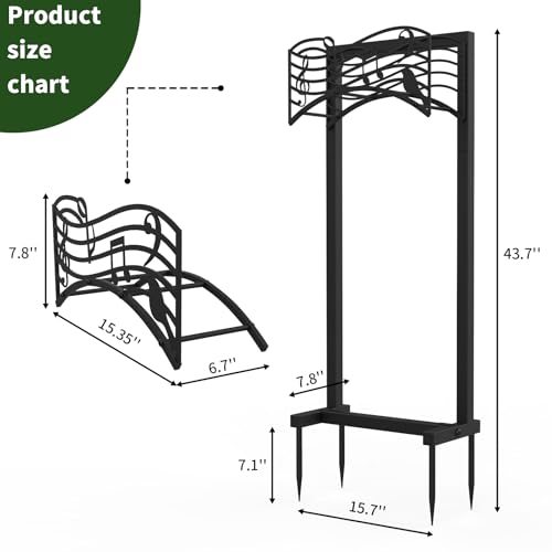 GARGENTOL Garden Hose Holder, Heavy Duty Hose Holder, Hose Stands for Outside with 4 Spikes, Metal Water Hose Stand for Lawn & Yard, Storage Rack for 150-Feet Hoses, Black