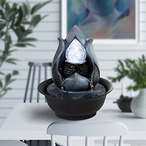image for WICHEMI Indoor Water Fountain Tabletop Fountains with LED Rolling Ball