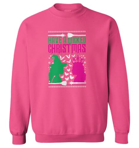 Tcombo Have A Wicked Chistmas Musical Ugly Xmas Youth Fleece Crewneck Sweater (Pink, X-Large (Youth))