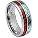 Tungsten Hawaiian Koa Wood and Abalone Inlay Wedding Ring Dome Size 6 to 15