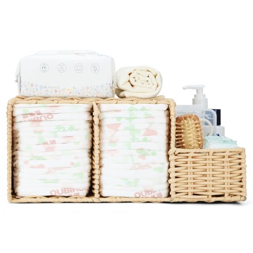 Klippehop Diaper Caddy Organizer, Hand Rattan Nursery Storage Basket for Baby Essentials, Baby Changing Table Organizer Perfect Nursery Assistant (Hollow PE Rattan - Style 2, M) by Klippehop - Image 8