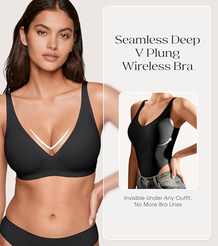 Save on Women's Wireless Jelly Plunge Bra - Deep V Seamless Bralette - Image 3