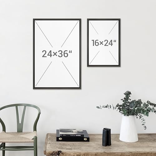 SIGNFORD Framed Canvas Print Wall Art Set Pastel Grunge Paint Stroke Collage Abstract Shapes Illustration Modern Art Decorative Nordic Minimal Zen for Living Room, Bedroom, Office - 16"x24"x3 Black - 5
