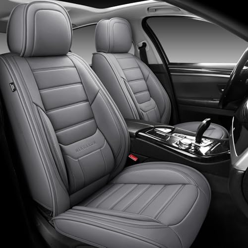 Image of MINGBRON Front Car Seat Covers, Leather Car Seat Covers, Fit for Most Cars SUV and Most Sedan Grey