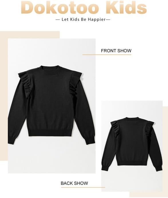 Girls Sweaters Cute Crewneck Ruffle Long Sleeve Knit Pullover Sweater Tops 6-15 Years - Image 5