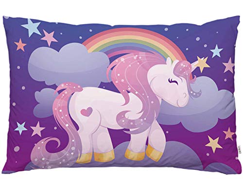 Ekobla Throw Pillow Cover Unicorn With Happy Birthday Make A Wish Hand Drawn Letter Quote Animal Dots Rainbow Stars Decor Lumbar Pillow Case Cushion For Sofa Couch Bed Standard Queen Size 20X30 Inch #TOP9