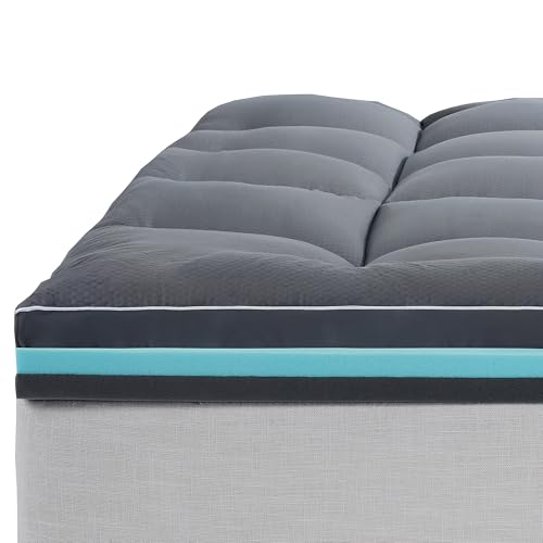 SLEEP ZONE Dual Layer 2 Inch Memory Foam Mattress Topper, 1 inch...