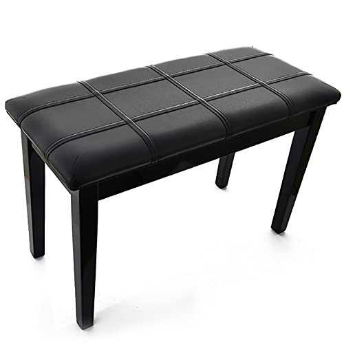 Tabouret de piano double en cuir avec pieds en bois massif
