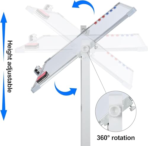 Pizarra blanca móvil con soporte de 91.4 cm x 61.0 cm, pizarra magnética portátil de borrado en seco con ruedas, incluye 12 imanes, 5 marcadores y 1 borrador - imagen 5