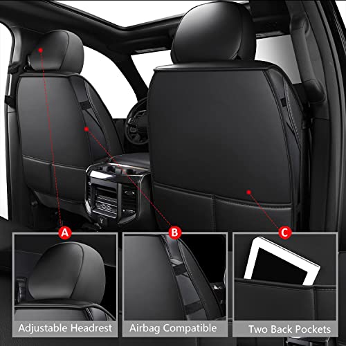 Image of MIROZO Dodge Ram Seat Covers Full Set Fit for 2009-2026 Ram 1500 /2500 /3500 | Ram Seat Covers Black,Waterproof Truck Seat Covers ,ram 1500 2500 3500 Seat Covers, Heavy Duty with Split Flat Bench 40 /60