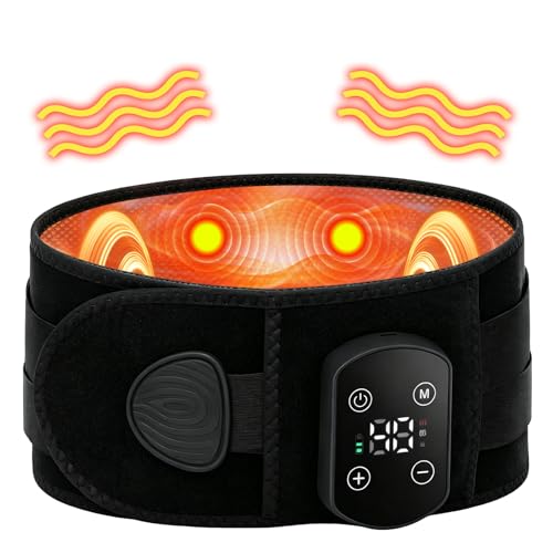 GMGXX Wärmegürtel mit 6000mAh Akku, Kabelloses Rückenmassagegerät mit 5 Heizstufen (40–60°C) & 3 Massagemodi, 140cm Extralang, Abschaltautomatik, Massagegerät Rücken für Männer, Frauen, Mama, Papa