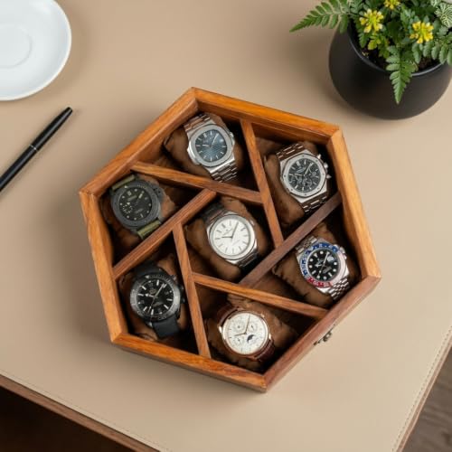 Image of Wooden Watch Box /Case, Handmade Superior Indian Rosewood Watch Display Box Case for Men| Wooden Watch Box for Men. (7 slot -5)