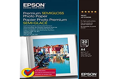 Epson C13S041332 PREM SEMI-GS Photopaper 20 A4 Carta fotografica