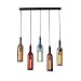 Produktbild LED Glasflasche Pendelleuchte, Vintage Industriell Decke Hängeleuchte Hängelampe Pendellampe mit Bunt Glas Wein-Flasche Lampenschirm Retro Esszimmerleuchte Kronleuchter Höhenverstellbar,5Flammig