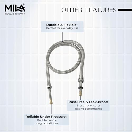 Image of Mila Hose SS304 PVC Braided 1.5M with Brass Nut | Chrome Finish Bathroom & Kitchen Accessory | Flexible, Leak-Proof & Corrosion Resistant Pipe | 3-Year Warranty