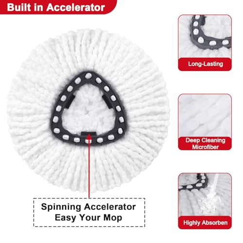 Image of 10 Pack Spin Mop Replacement Head Mop Refill Compatible with Ocedar Triangle Swivel Mops Microfiber Swivel Mop Refill,Deep Clean,Machine Washable and Easy to Replace