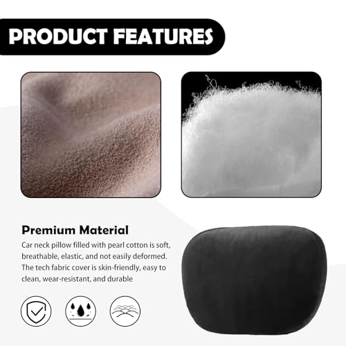 Image of Junecarp Car Neck Pillow Soft Leather Headrest,Premium Interior Accessories Headrest Support for Driver or Front Passenger Seat,for Driving Home Office (Black)