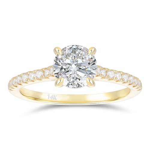 14K White Gold Engagement Rings 1ct Round Cut Moissanite Engagement Ring 14K Gold Solitaire Moissanite Rings for Women