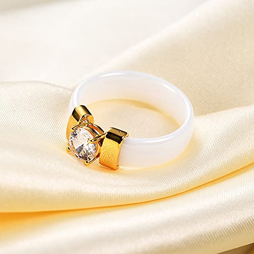 Myneney CM1017 6Mm White/Black Ceramic Rings Plus Cubic Zirconia thumb #2
