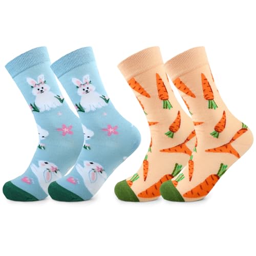 2 Paires Chaussettes de Pâques, Chaussettes Fantaisie Amusantes, Cadeau de