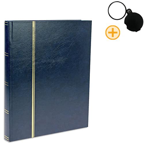 SAFE 157 Album timbres 32 pages noires avec 1 loupe de poche avec lentille de 50 mm | classeur timbres pour votre collection