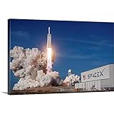 GREATBIGCANVAS Falcon Heavy Launches Off Historic Canvas Wall Art Print, Outer Space Home Decor Artwork, 30"x20"