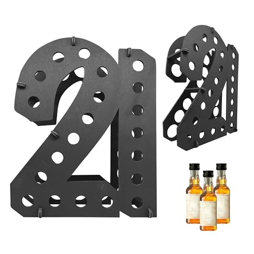 Image of Lumber Reveal USA Black 21 Shot Bottle Holder | 21st Birthday Decorations | Unique 21st Birthday Gifts | Holds 21 Shooter Bottles | Assembly Required