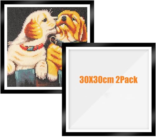 Zbozzba Confezione da 2 Cornici Magnetiche per Diamond Painting in PVC, Accessori per Diamond Painting, 30 x 30 cm, Cornice Autoadesiva, Adatta per la Decorazione da Parete di Casa, Nero
