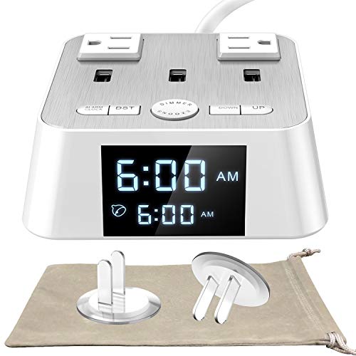 Alarm Clock with USB Charger UL Listed - Alarm Clock Charging Station Dock