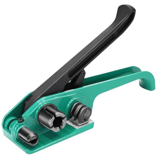 Heavy Duty Banding Strapping Tensioner &amp; Cutter Manual Packaging Tools Windlass for 1/2"-3/4" Width Polyester Poly Strap(Green)