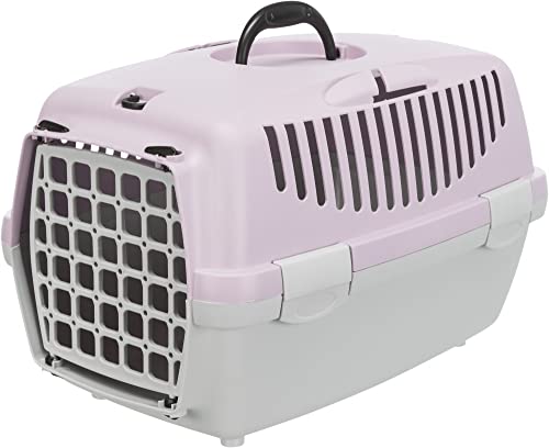Image of Trixie Capri Durable Plastic Pet Carriers with Handles, Storage Trays, and Stroking Flaps (Light Grey /Light Lilac, XS, Capri 1)