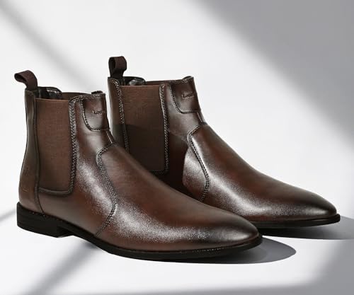 Image of LOUIS STITCH Men's Mid-Top Ankle Chelsea Boots| Dual-Tone Slip-On Boots for Men | Perfect for Business, Formal & Casual Wear | LSNRGCL