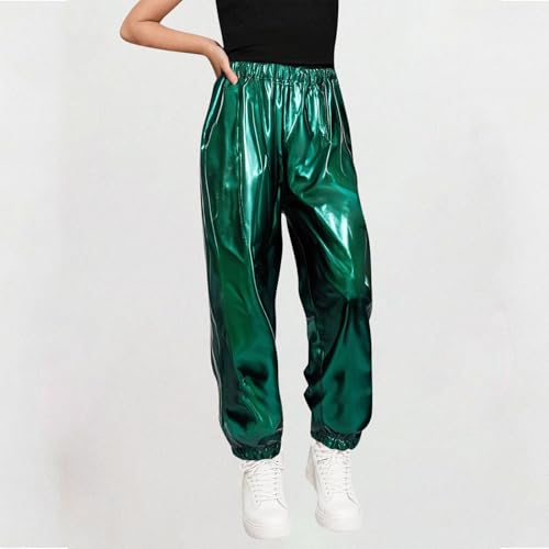 Metallic Jogger Pants for Girls Boys Casual Fashion Jazz Hip Hop Dance Performance Outfits Kids Glitter Party Joggers2