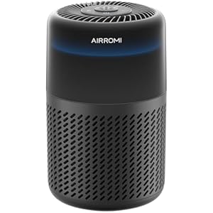AIRROMI Air Purifiers for Home Bedroom Up to 765 Ft²,with Activated Carbon Filter,Aromatherapy,RGB nightlight,Quiet 360° intake Air Cleaner for Pet Hair,Pet Dander, Allergies,Smoke,Odor, A2005 Black