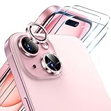 Letazivva 3 Pack Screen Protector & 1 x Bling Camera Lens Protector for iPhone 15, Tempered Glass, Anti-Scratch, Anti-Drop, Sparkling Rhinestone Design