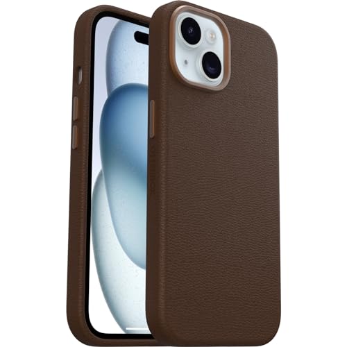 Image of OtterBox iPhone 15 Symmetry Series Cactus Leather for MagSafe - Rich Adobe (Brown), Snaps to MagSafe, Ultra-Sleek, Raised Edges Protect Camera & Screen