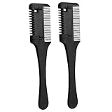 DOITOOL 2 Stück Haarschneidekamm Mit Rasierklinge Doppelseitig Zum Schneiden Und Ausdünnen Schwarzer Haarkammschneider Für Selbstgemacht Styling Und Haarkürzung