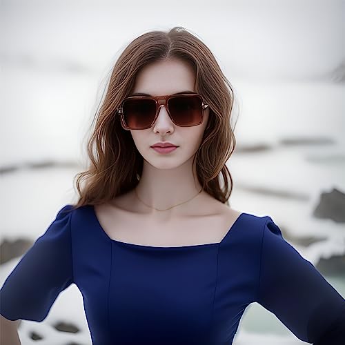 FEISEDY Aviator Sunglasses Women Men, Classic Square Sun Glasses, Double Bridge Pilot Shades B91143