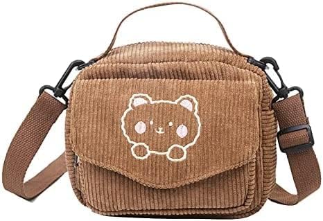 CYee Cutecore Bear Crossbody Bag con colgante de pana Fairycore Y2K Kawaii Bolsa de compras japonesa