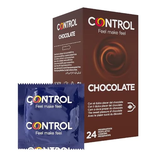 Control Preservativos Chocolate. Caja Pack Ahorro 24 Condones Dulce Placer de Chocolate, Lubricados, Sexo Seguro. Disfruta de unos Preservativos con Ajuste Perfecto para una Relación Segura.