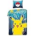 Produktbild Halantex Bettwäsche-Set Pokemon, Picachu, Gelb, Blau, 2-teilig 140 x 200 cm + 1 Kissenbezug. 100 % Baumwolle, Oeko-TEX., Einzelbett