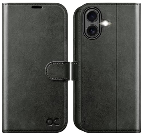 OCASE for iPhone 16 Case, PU Leather Wallet, Magnetic Flip Folio Cover with RFID Blocking, Card Holders, Shockproof TPU