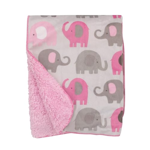 Baby Girl Soft Pink and Gray Elephant Blanket